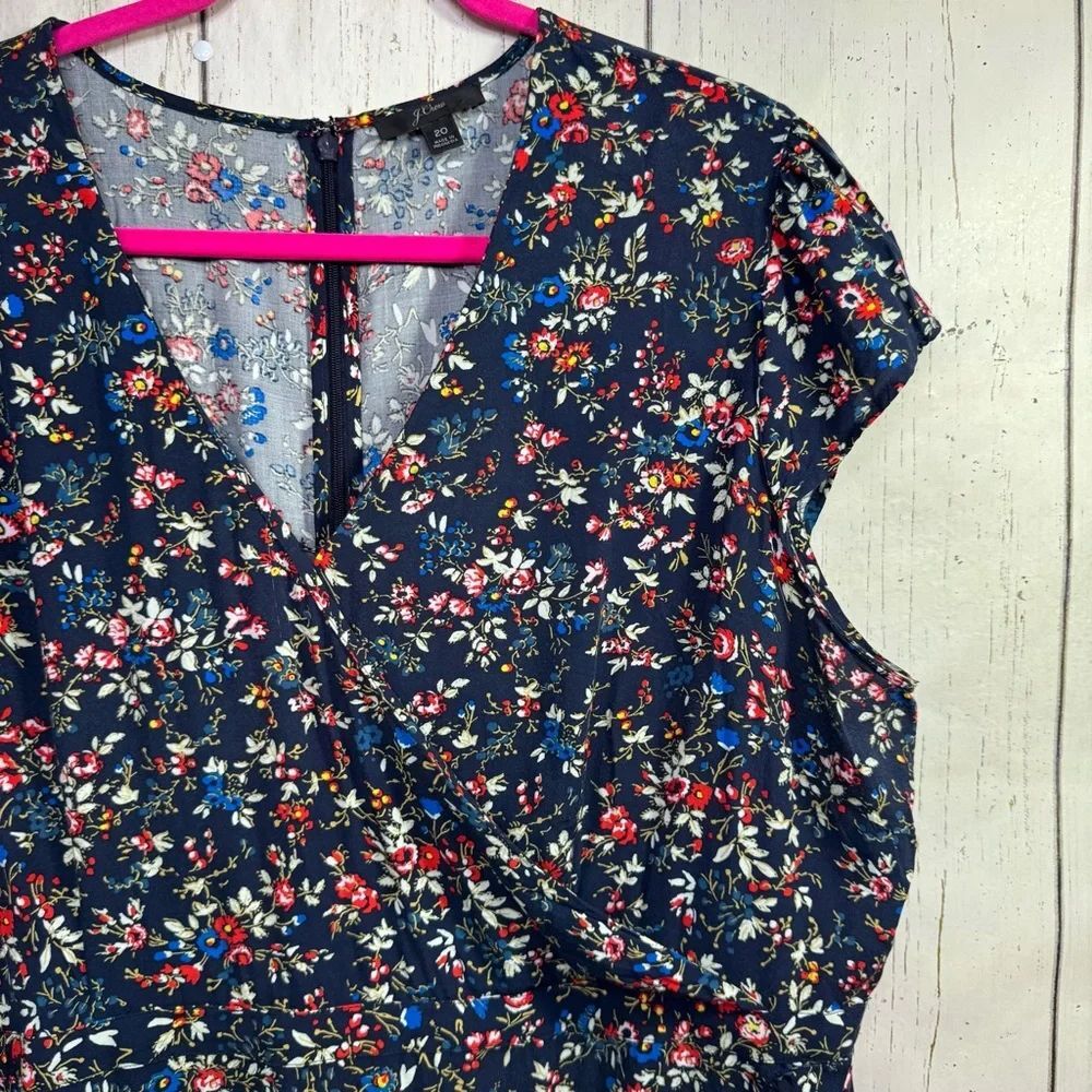 J.Crew Navy Floral Ruffle Mini Dress Romantic Cottagecore Soft Feminine - Picture 4 of 16